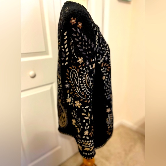 🖤 Louis Dell’ Olio Embroidered Wool Blend Cardigan Jacket – Size L - Picture 9 of 16